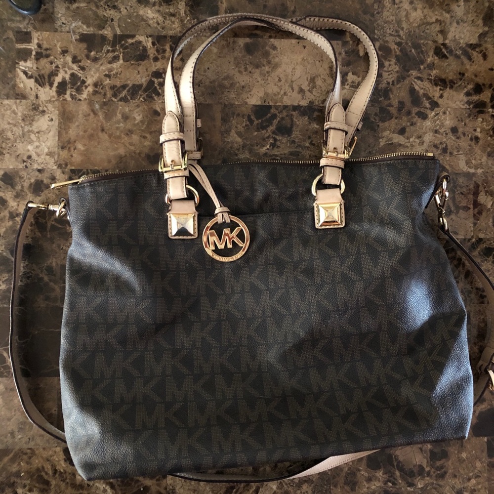 Michael Kors MK Large Brown Signature Shoulder Bag